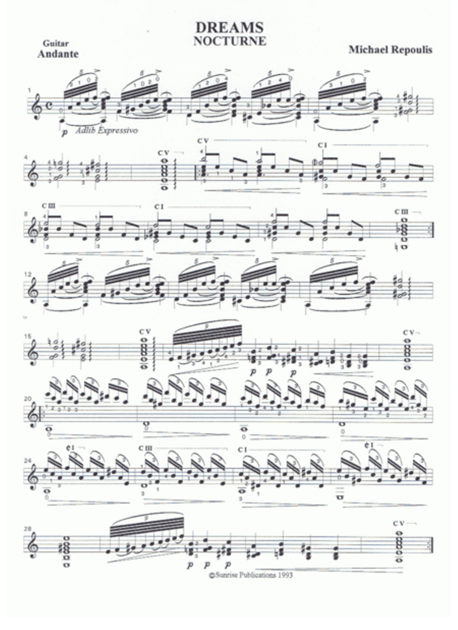Dreams - Nocturne Classical Guitar scores gallery preview page 1