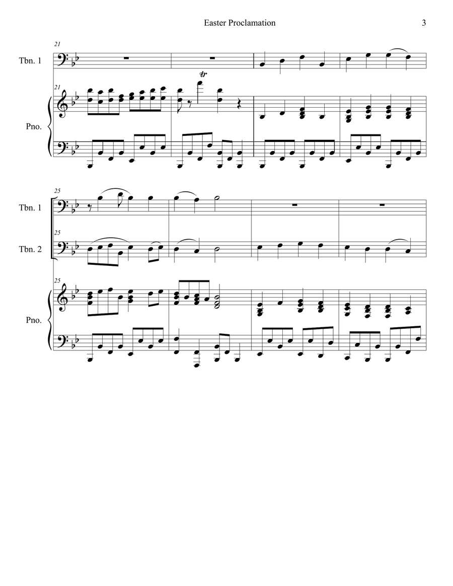 Easter Proclamation (The Risen Christ) (Trombone Duet) Trombone Duet scores gallery preview page 3
