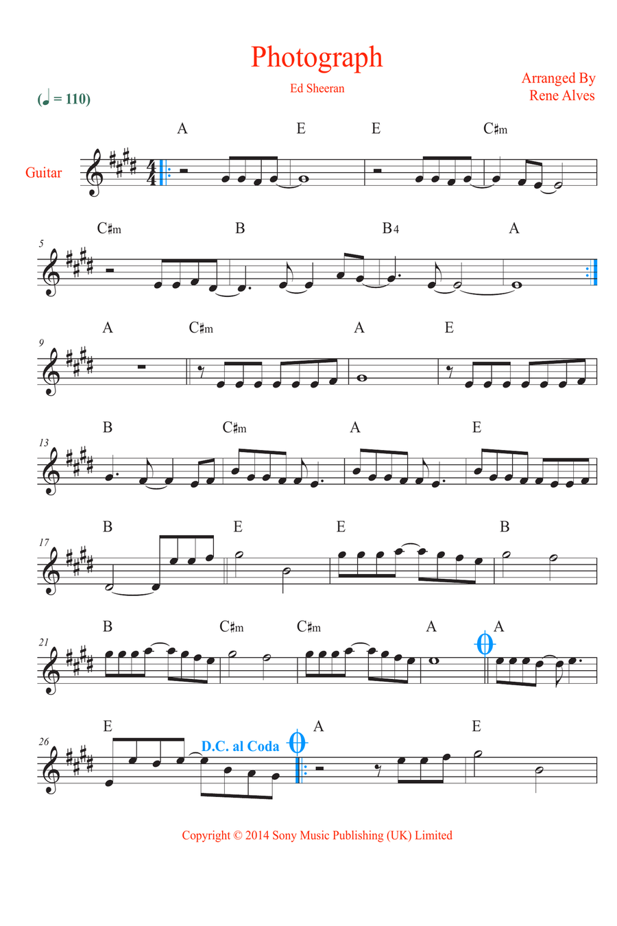 Photograph Acoustic Guitar scores gallery preview page 1