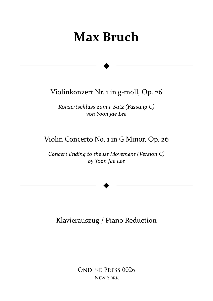 Bruch: Violin Concerto No.1 in G Minor: I. concert ending by Yoon Jae Lee (Version C for Piano), Op. Violin Solo scores gallery preview page 1