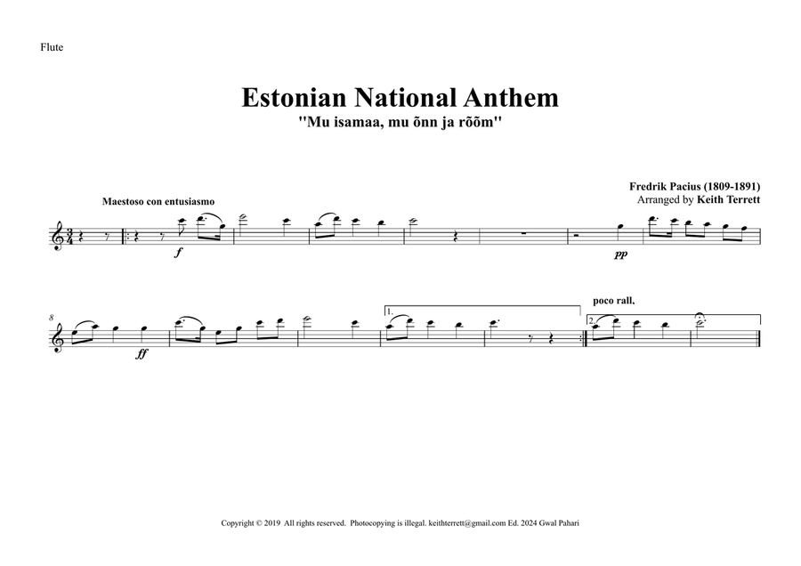 Estonian National Anthem for Symphony Orchestra (Olympic National Anthem Series) Full Orchestra scores gallery preview page 4