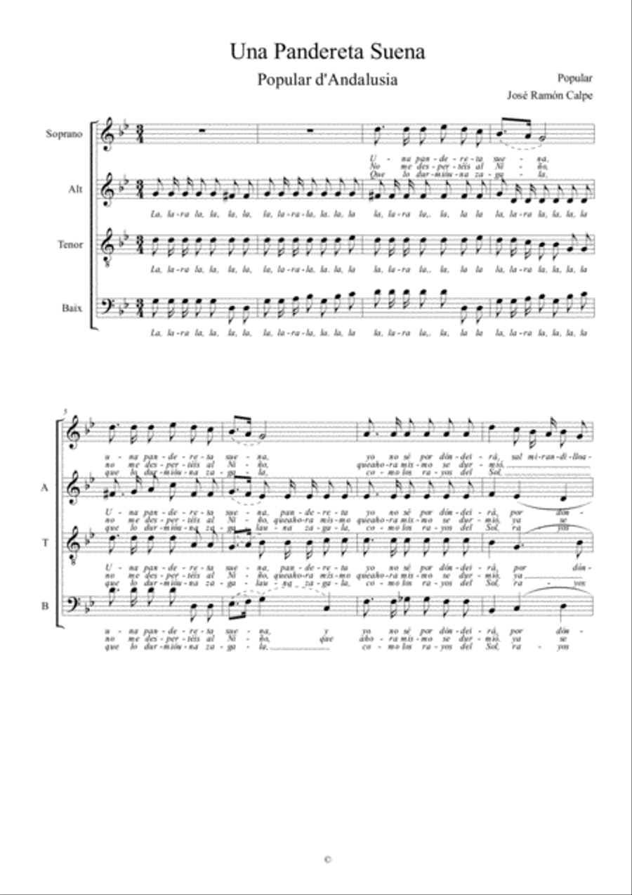 UNA PANDERETA SUENA UNA PANDERETA SUENA 4-Part scores gallery preview page 1