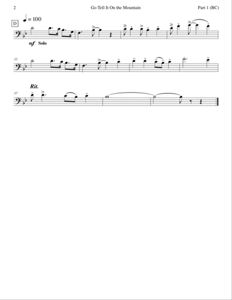Go Tell It On the Mountain (Tuba Quartet) Brass Quartet scores gallery preview page 4