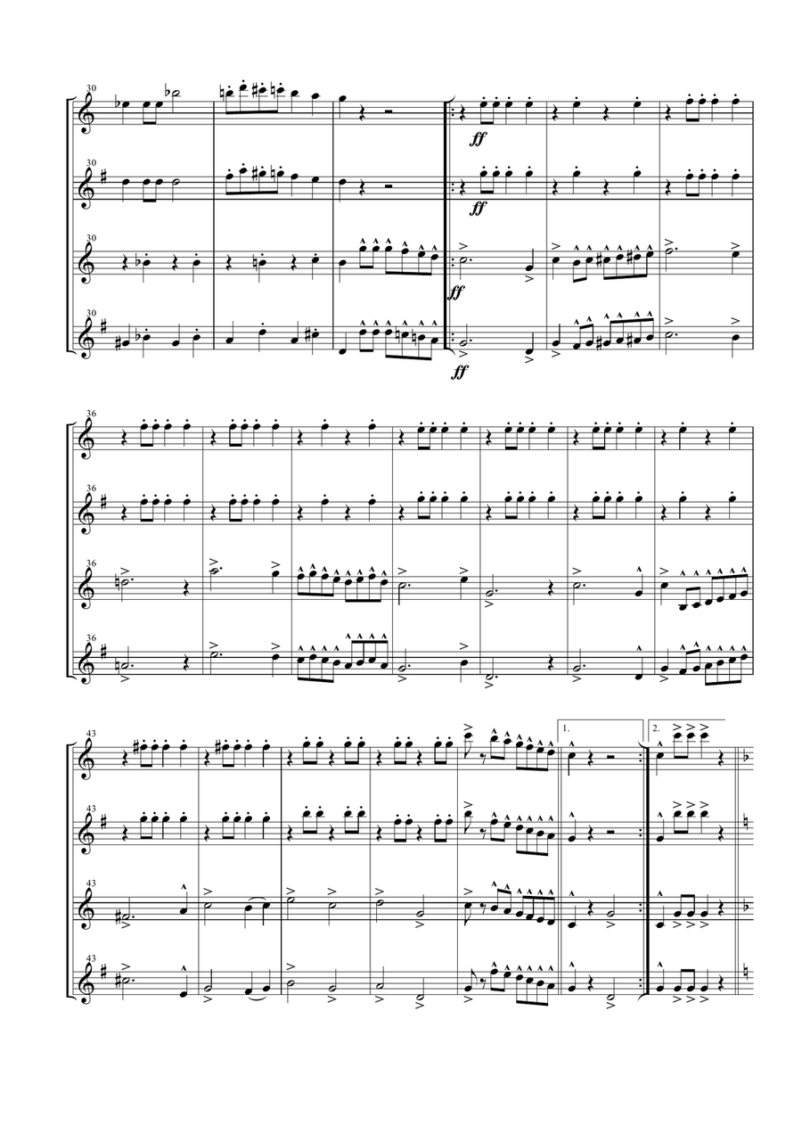 Entry Of The Gladiators for Saxophone Quartet Saxophone Quartet scores gallery preview page 5