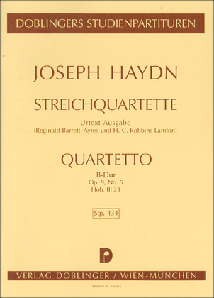 Book cover for Streichquartett B-Dur op. 9 / 5