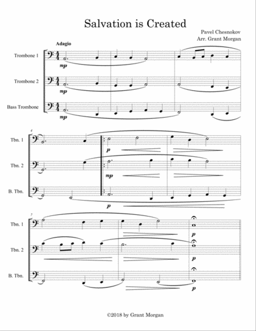 Salvation Is Created - Trombone Trio Trombone Trio scores gallery preview page 1