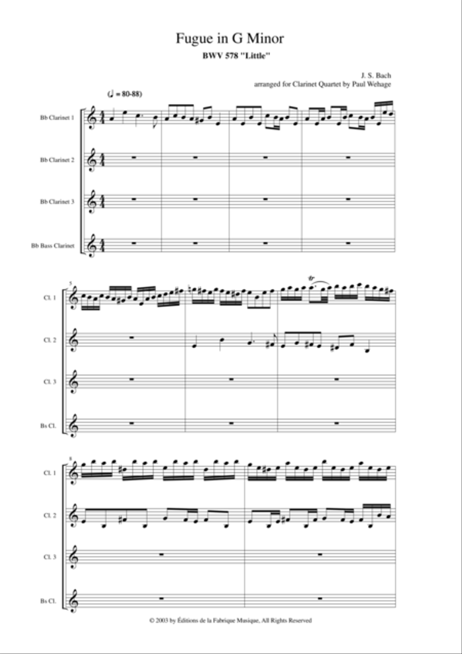 J. S. Bach: Fugue in g minor (