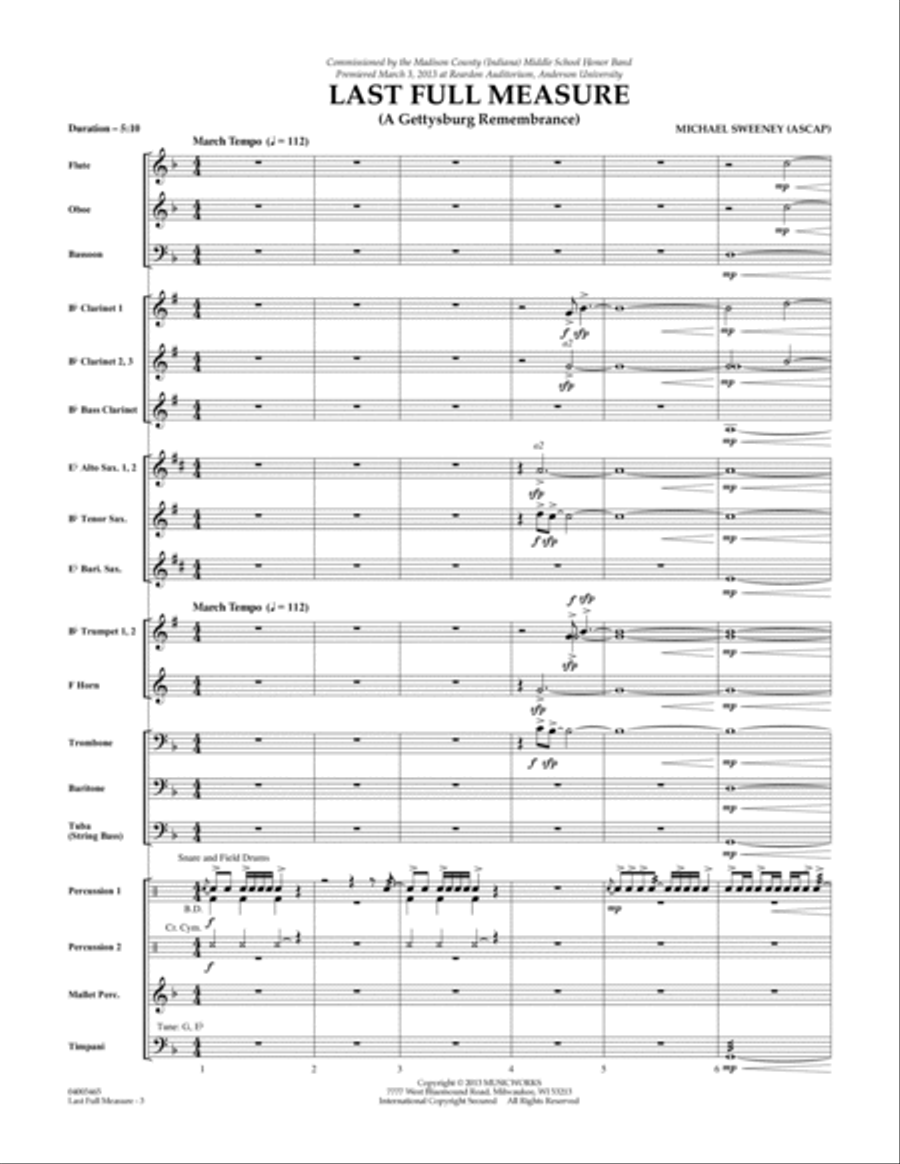 Last Full Measure (A Gettysburg Remembrance) - Full Score Concert Band scores gallery preview page 3