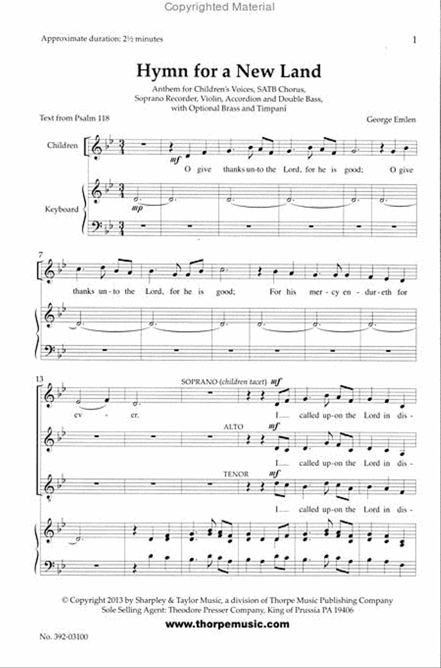 Hymn for A New Land 4-Part scores gallery preview page 2