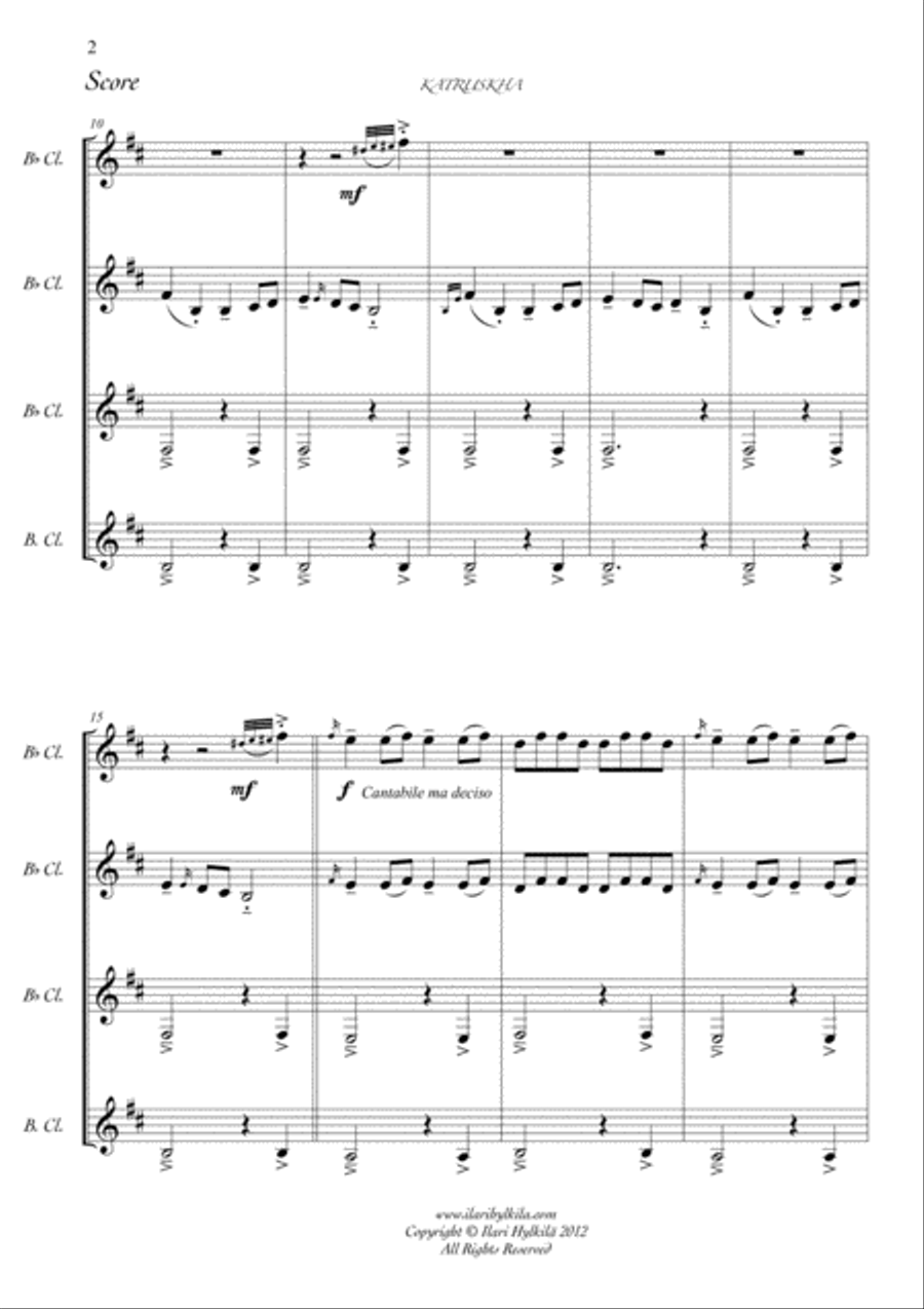 Katruskha (Clarinet quartet) Clarinet Quartet scores gallery preview page 2