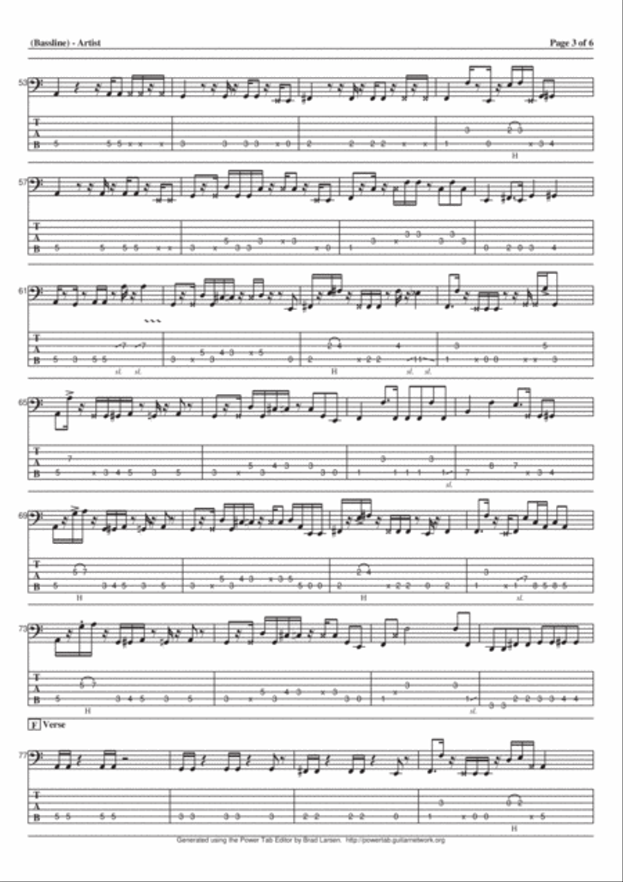 Summer Rain Bass Guitar scores gallery preview page 3