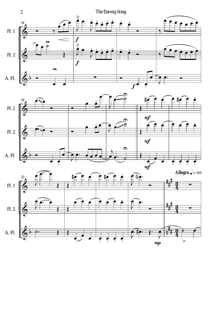 The Earwig song flute trio (SSA) SSA scores gallery preview page 2