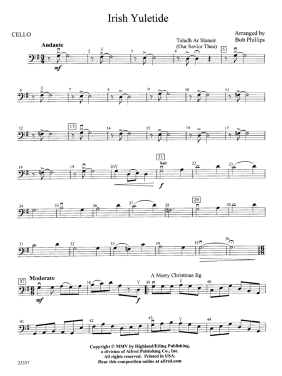 Irish Yuletide: Cello Irish Yuletide: Cello String Orchestra scores gallery preview page 1