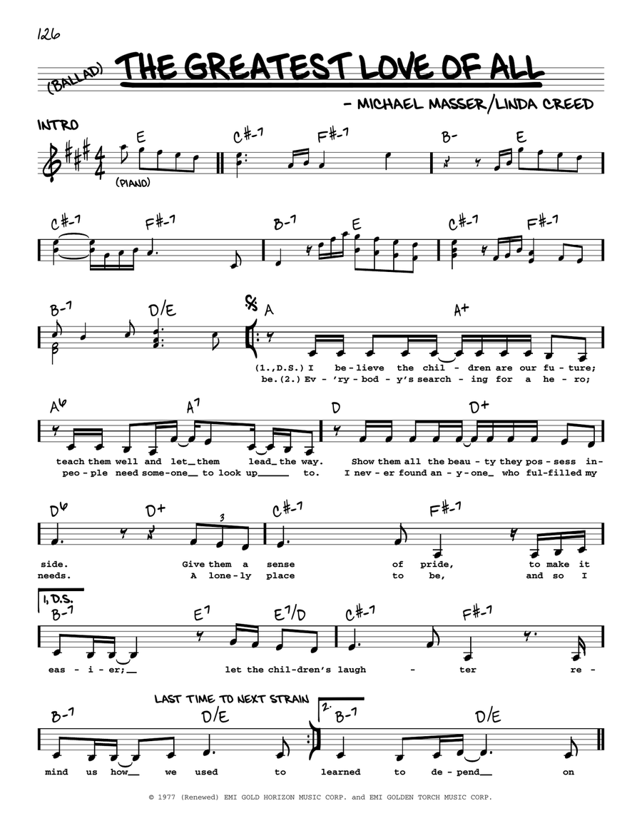 The Greatest Love Of All The Greatest Love Of All Voice scores gallery preview page 1