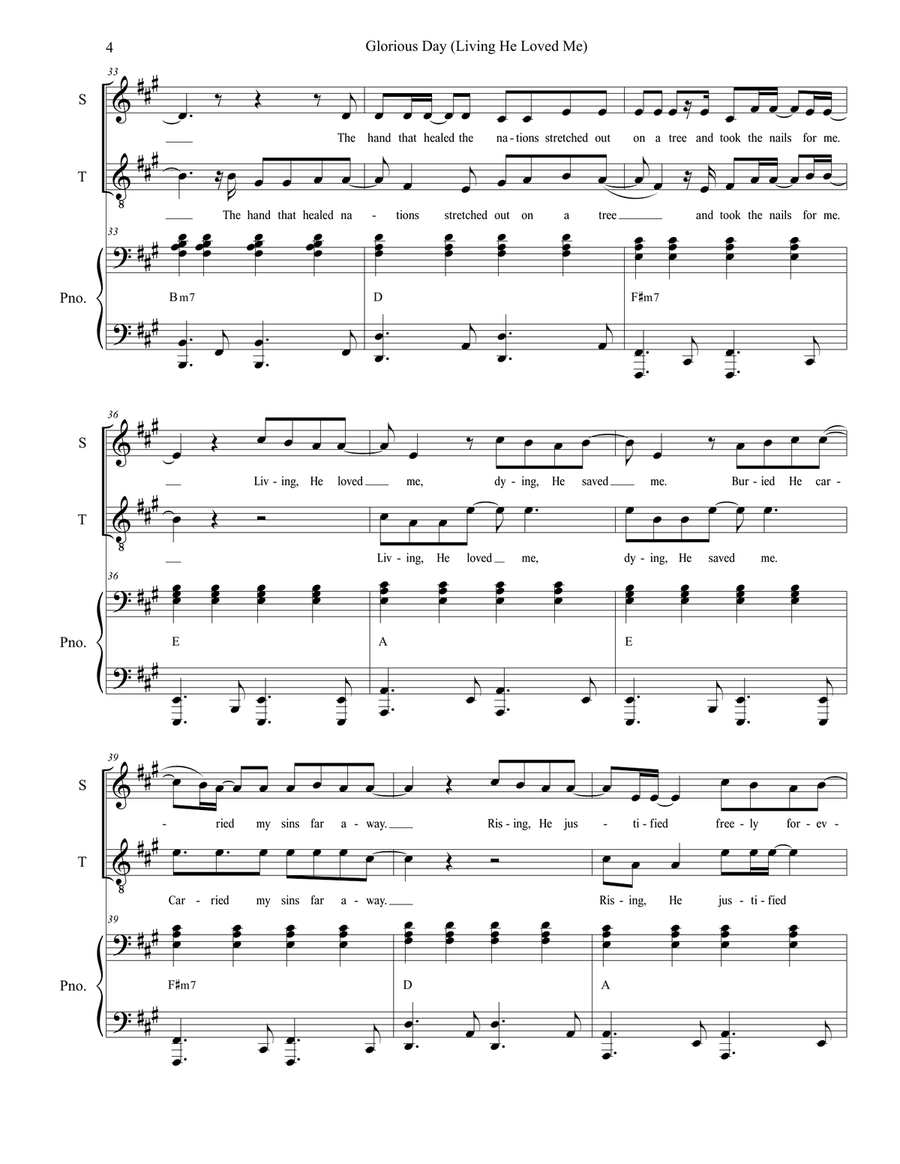 Glorious Day (Living He Loved Me) Tenor Voice scores gallery preview page 4