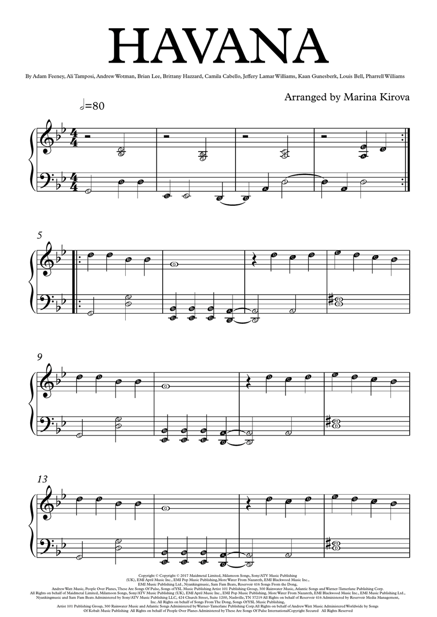 Havana Piano Solo scores gallery preview page 1