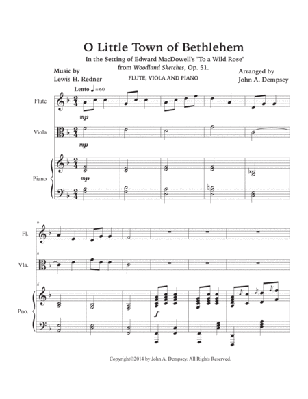 O Little Town of Bethlehem (Trio for Flute, Viola and Piano) image number null