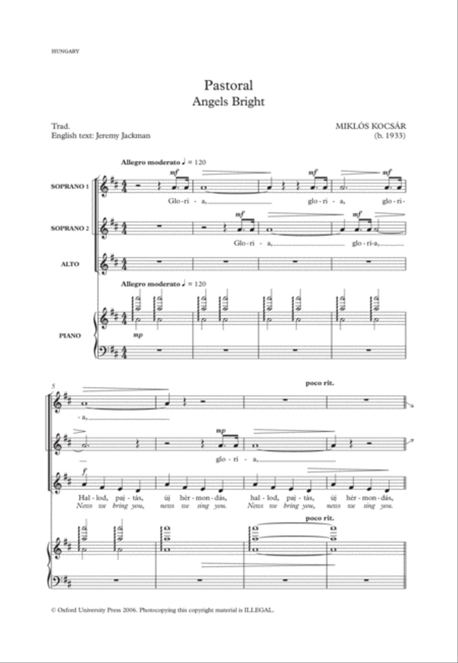 Pastoral (Angels Bright) Pastoral (Angels Bright) SSA scores gallery preview page 1