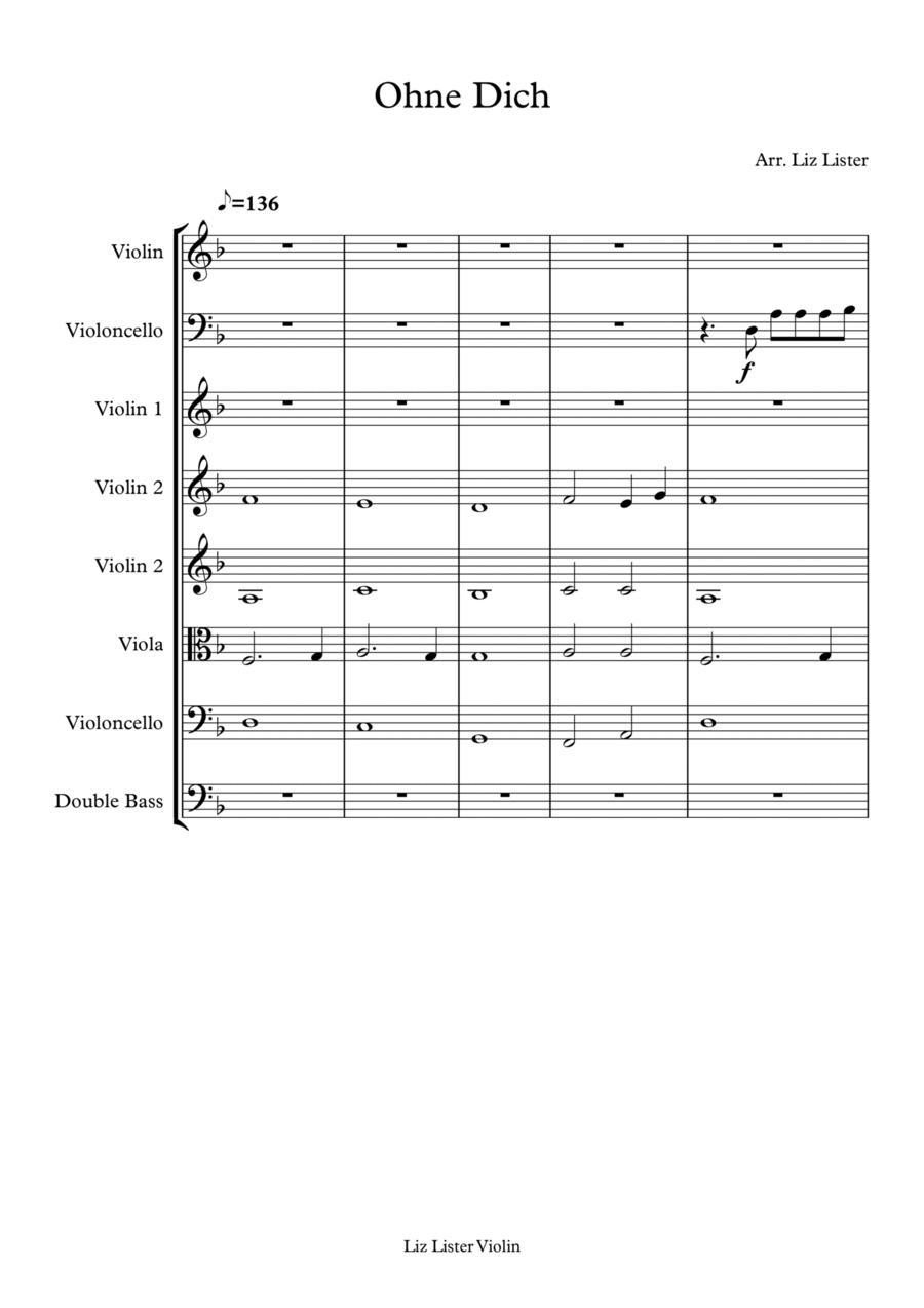 Ohne Dich String Quartet scores gallery preview page 1