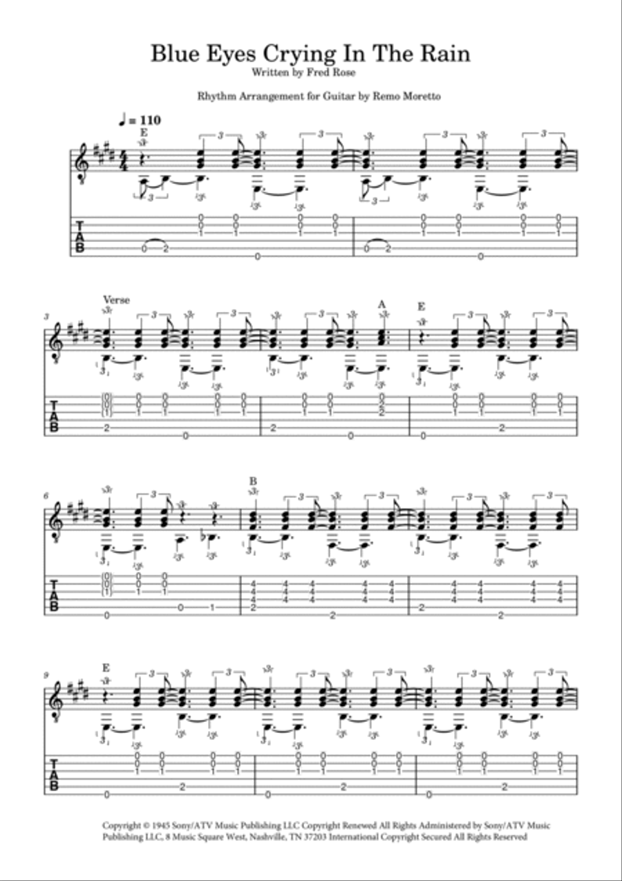 Blue Eyes Crying In The Rain Guitar Tablature scores gallery preview page 2