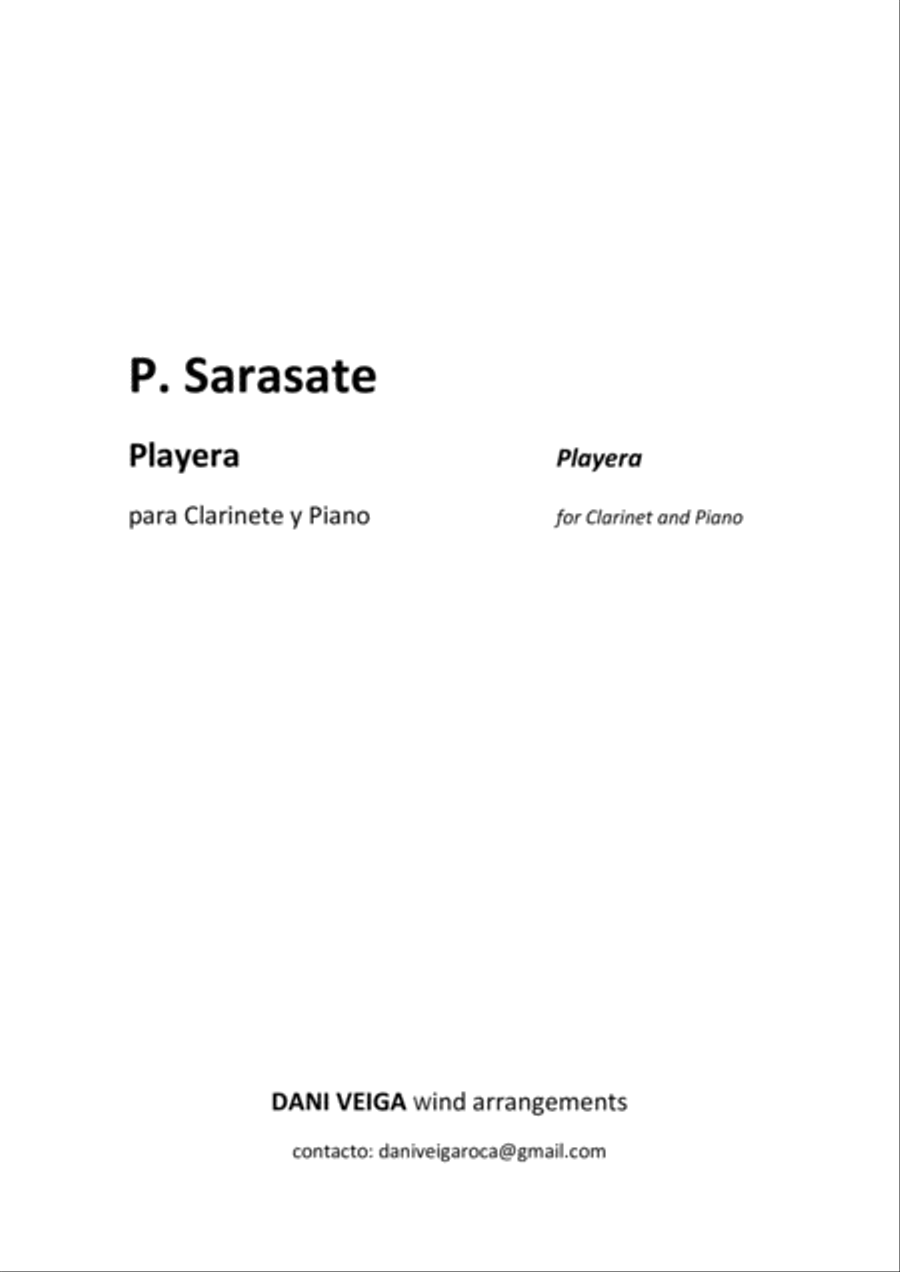Pablo Sarasate - Playera (Clarinet and Piano) Clarinet Solo scores gallery preview page 2