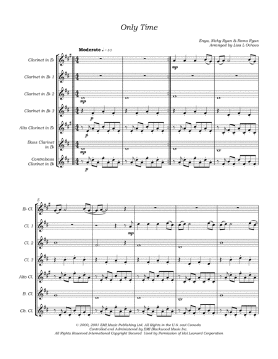 Only Time Clarinet Choir scores gallery preview page 5