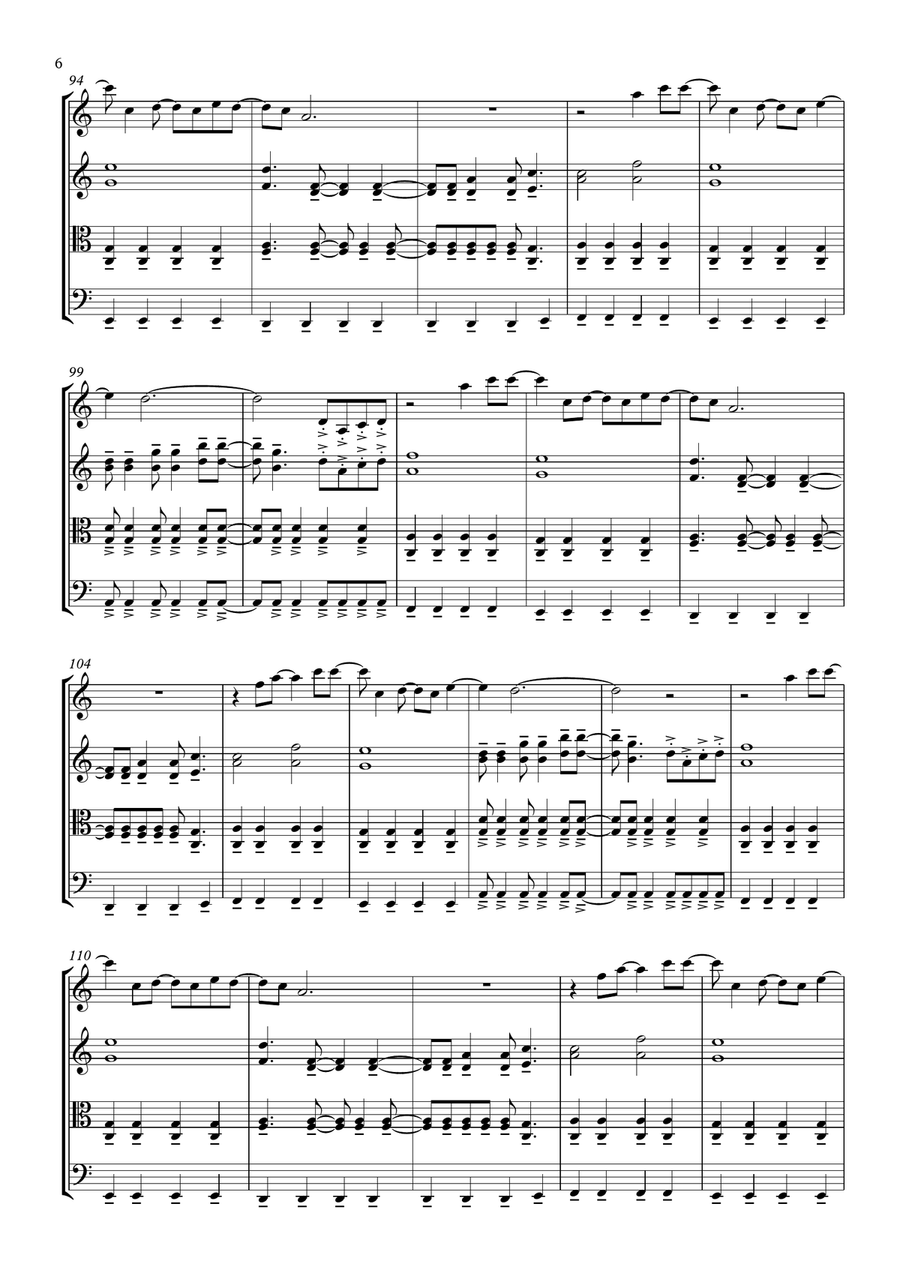 Tiny Dancer String Quartet scores gallery preview page 6