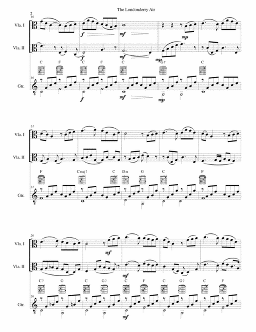 The Londonderry Air (Oh Danny Boy) for 2 violas and guitar image number null