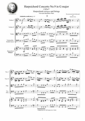 Book cover for Platti - Harpsichord Concerto No.9 in G major CSPla27 for Harpsichord and Strings
