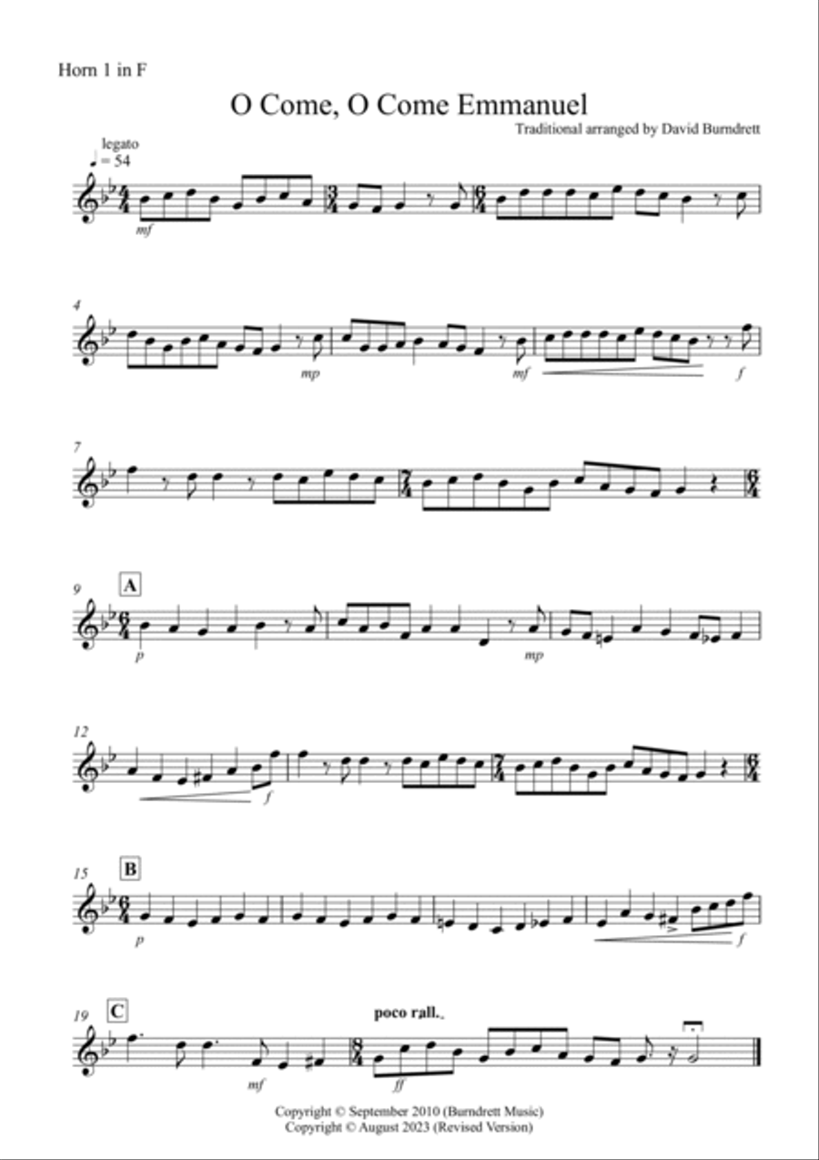 O Come, O Come Emmanuel for Horn Quartet French Horn Quartet scores gallery preview page 3