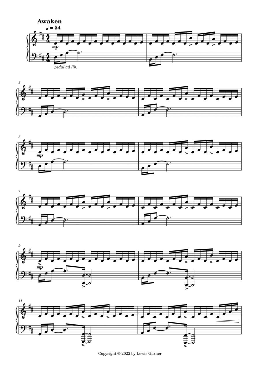 Awaken Piano Solo scores gallery preview page 1