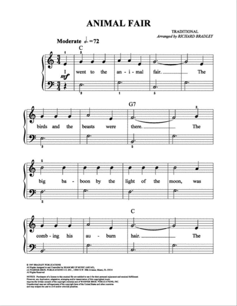 Animal Fair Easy Piano scores gallery preview page 1