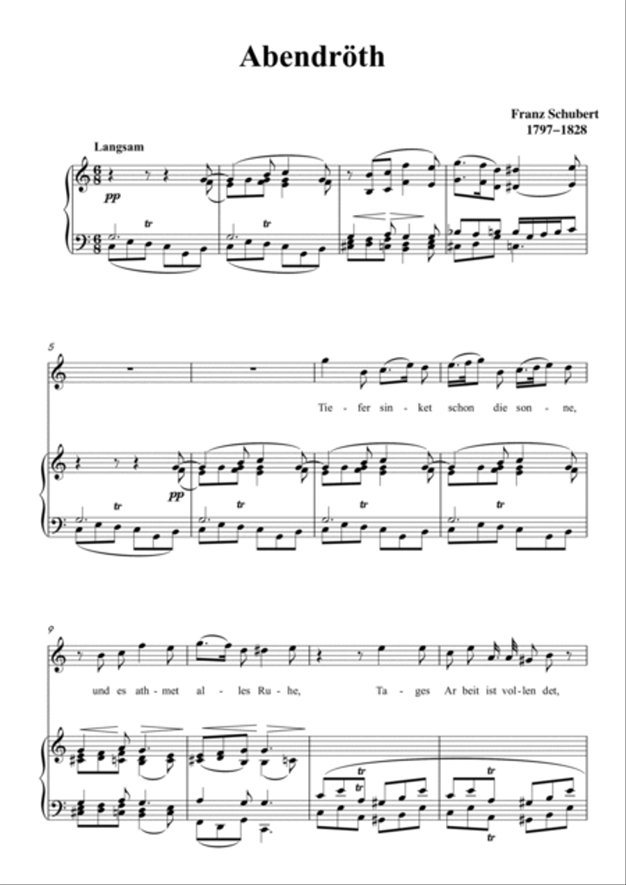 Schubert-Abendröth in C for Vocal and Piano Voice scores gallery preview page 2