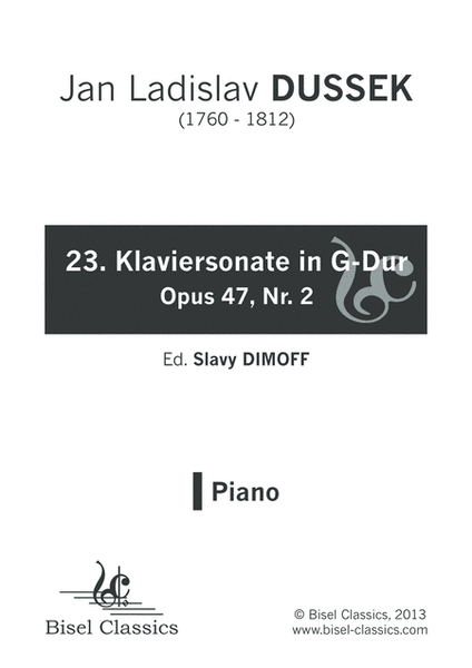 23. Klaviersonate in G-Dur, Opus 47, Nr. 2