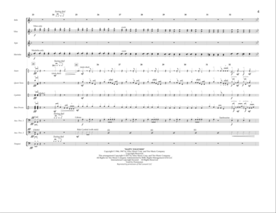 I Can See for Miles/Happy Together - Percussion Score Marching Band scores gallery preview page 4