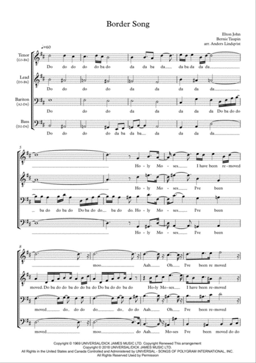 Border Song Border Song TTBB scores gallery preview page 1