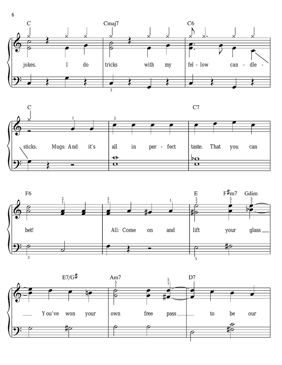 Be Our Guest (from Beauty And The Beast) Easy Piano scores gallery preview page 6