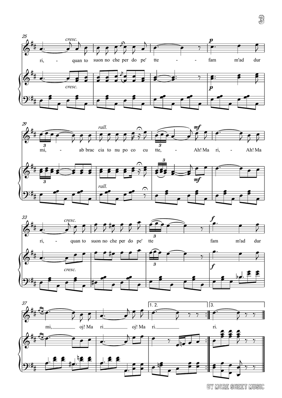Capua-Maria!Mari! in d minor,for voice and piano Piano, Vocal scores gallery preview page 5
