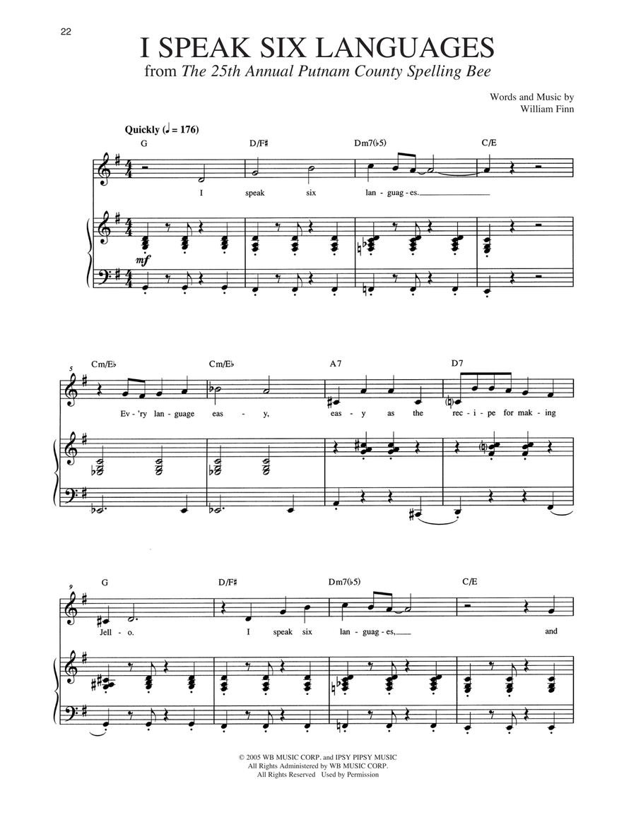 I Speak Six Languages High Voice scores gallery preview page 1