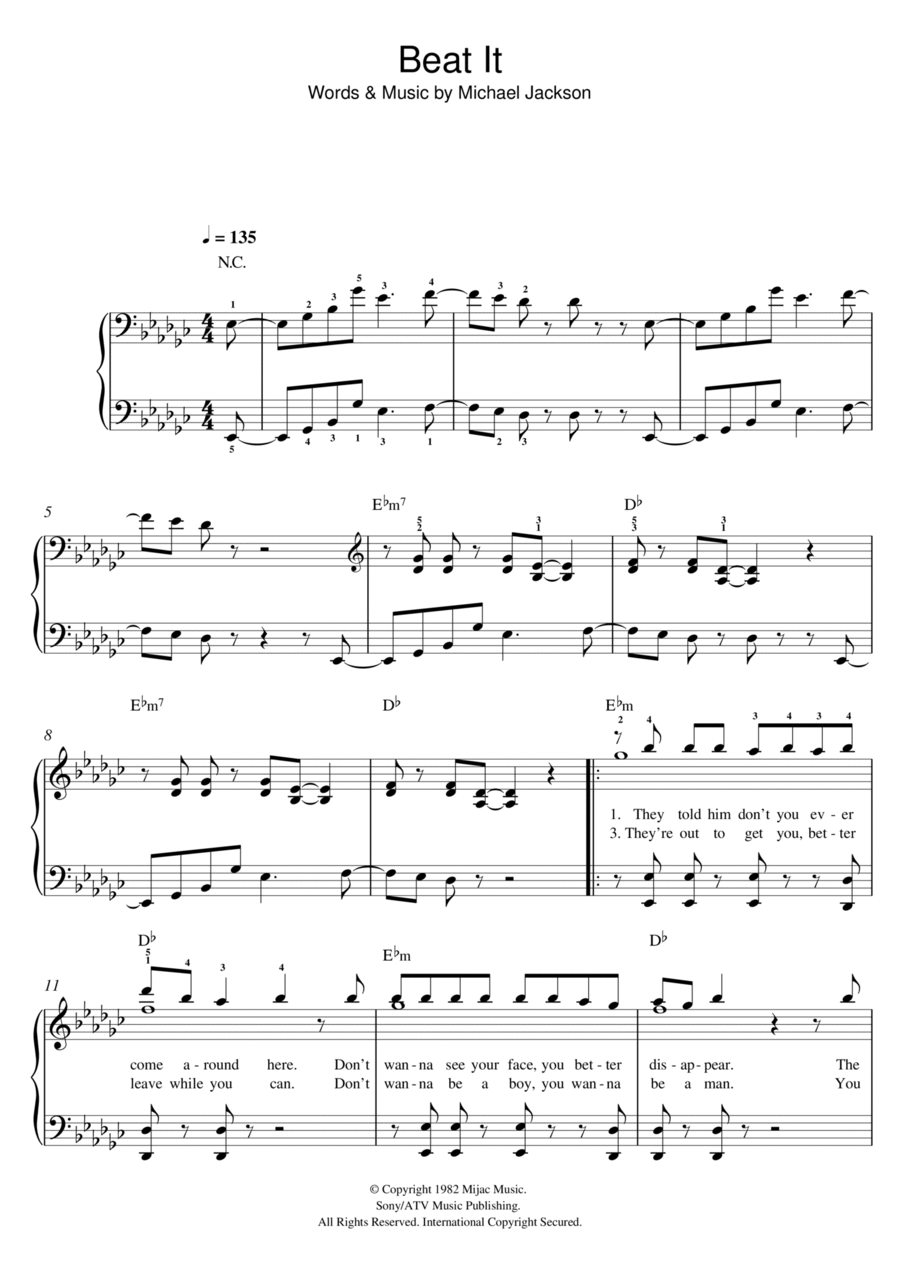 Beat It Easy Piano scores gallery preview page 1