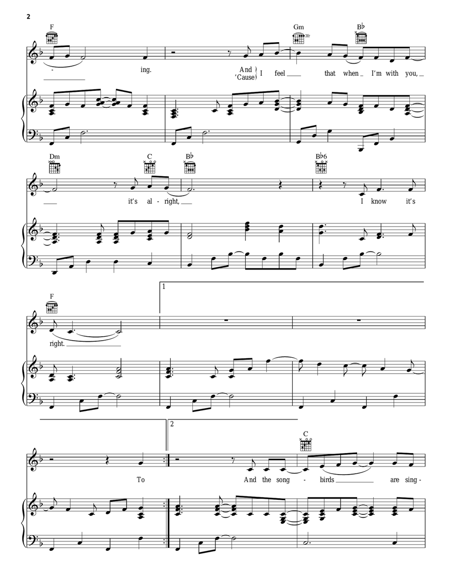 Songbird Piano, Vocal, Guitar scores gallery preview page 2