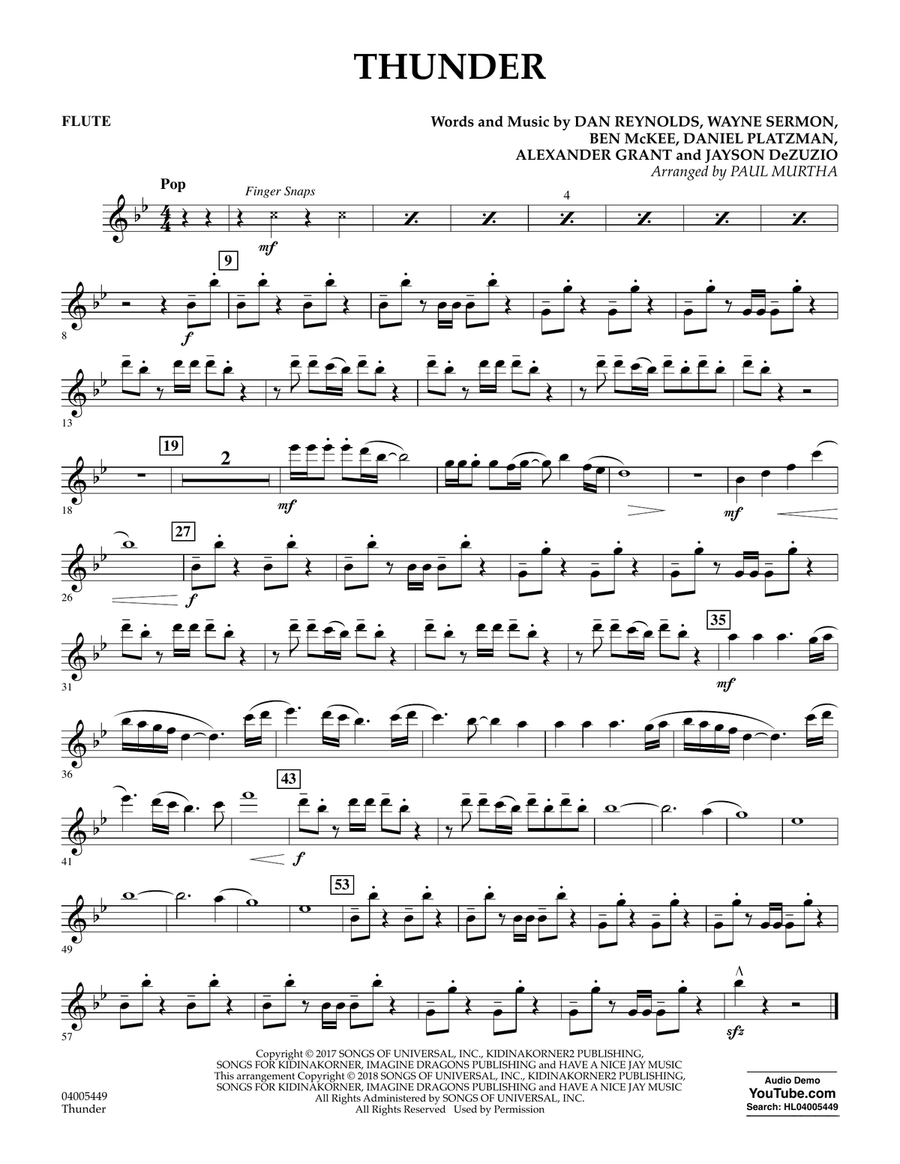 Thunder - Flute Thunder - Flute Concert Band scores gallery preview page 1