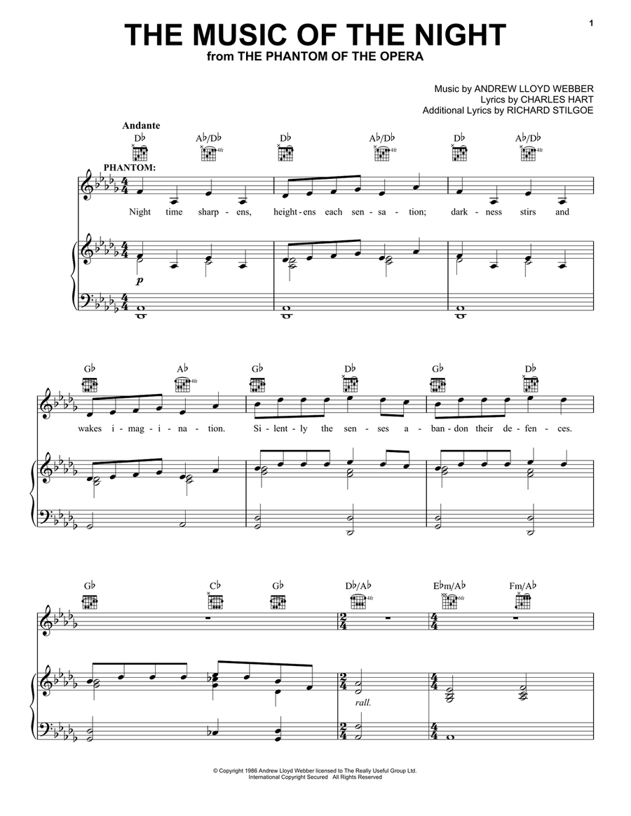 The Music Of The Night Guitar scores gallery preview page 1