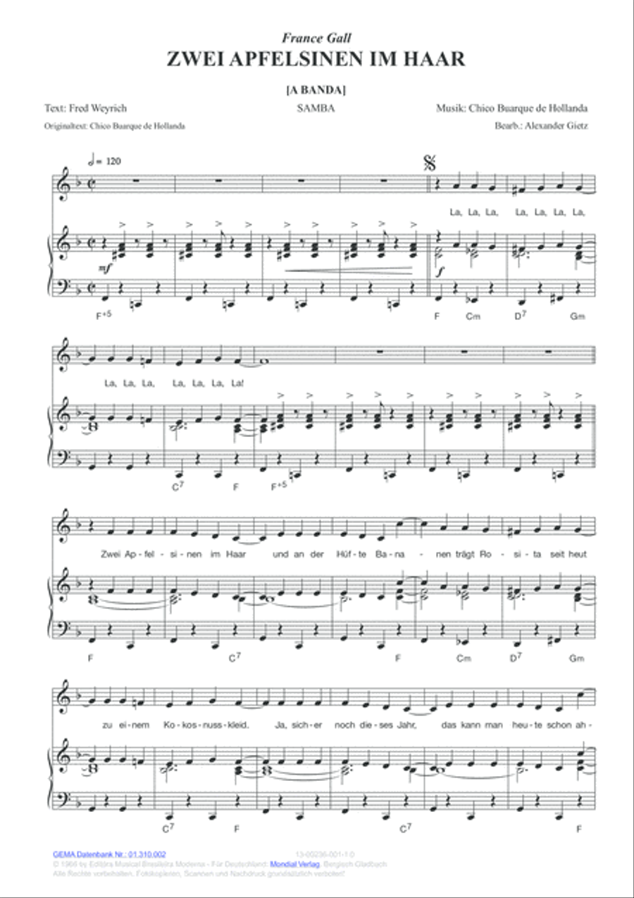 Zwei Apfelsinen im Haar Zwei Apfelsinen im Haar Piano, Vocal, Guitar scores gallery preview page 2