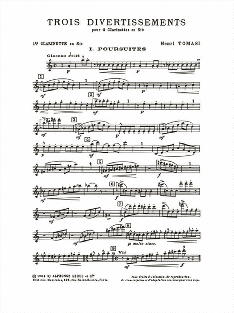 Three Divertissements, For Four Clarinets