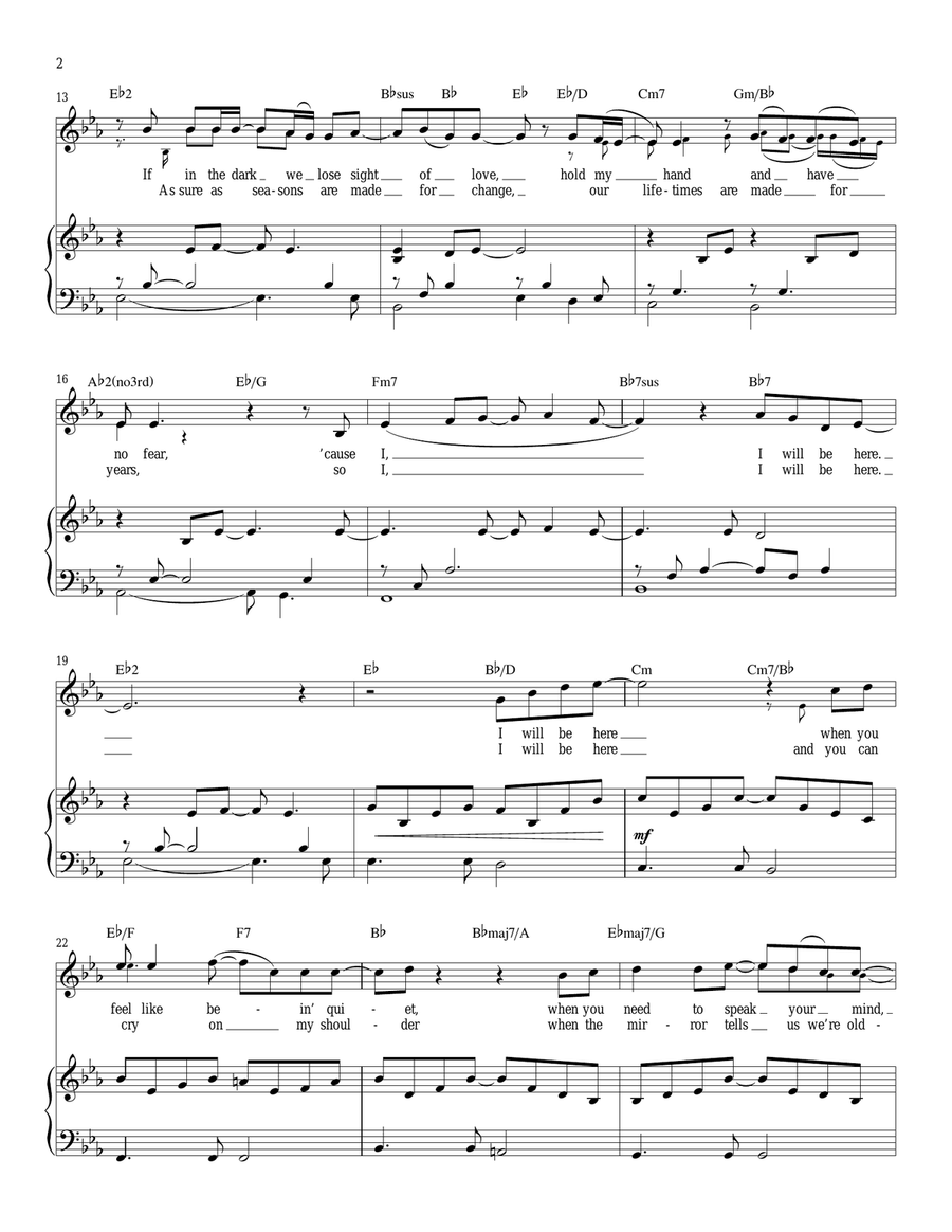 I Will Be Here I Will Be Here Piano, Vocal scores gallery preview page 2