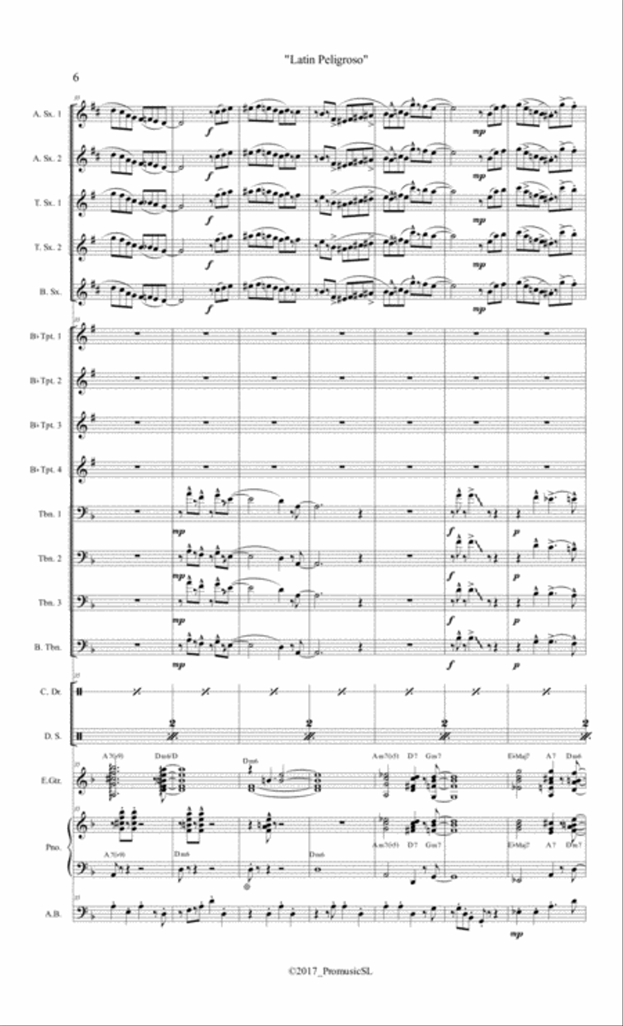 Latin Peligroso (Dangerous Latin) Jazz Ensemble scores gallery preview page 6