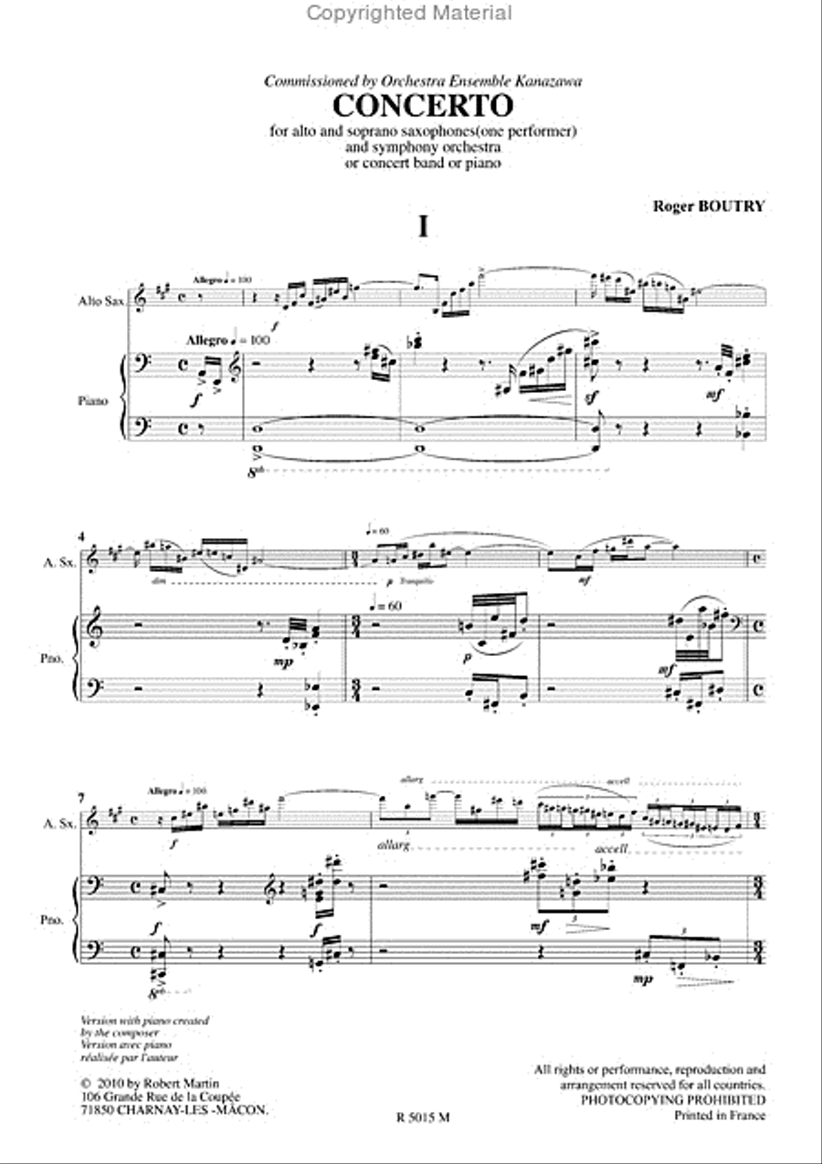 Concerto pour saxophone Piano Accompaniment scores gallery preview page 2