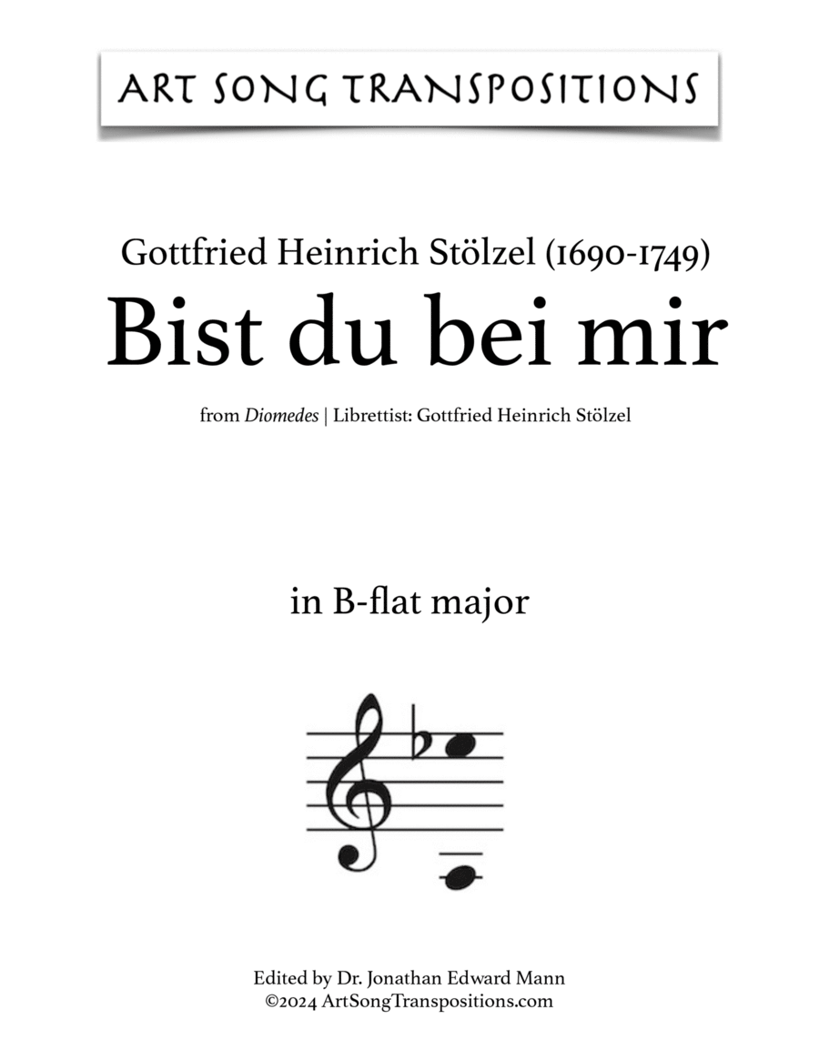STÖLZEL: Bist du bei mir (transposed to B-flat major) Voice scores gallery preview page 1