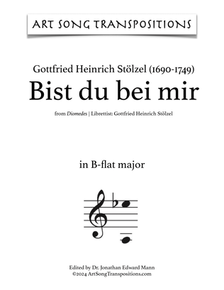 Book cover for STÖLZEL: Bist du bei mir (transposed to B-flat major)